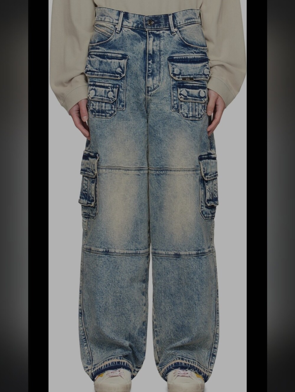 RTA Acid Washed Blue Cargo Denim Pants NWT Sz. 34"X36"